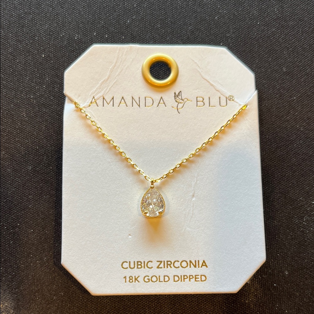 Gold Necklace with Pear Pendant